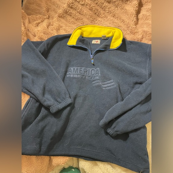 Vintage Perry Ellis America Fleece Quarter Zip Oversized Grandpa Jacket - Picture 1 of 4